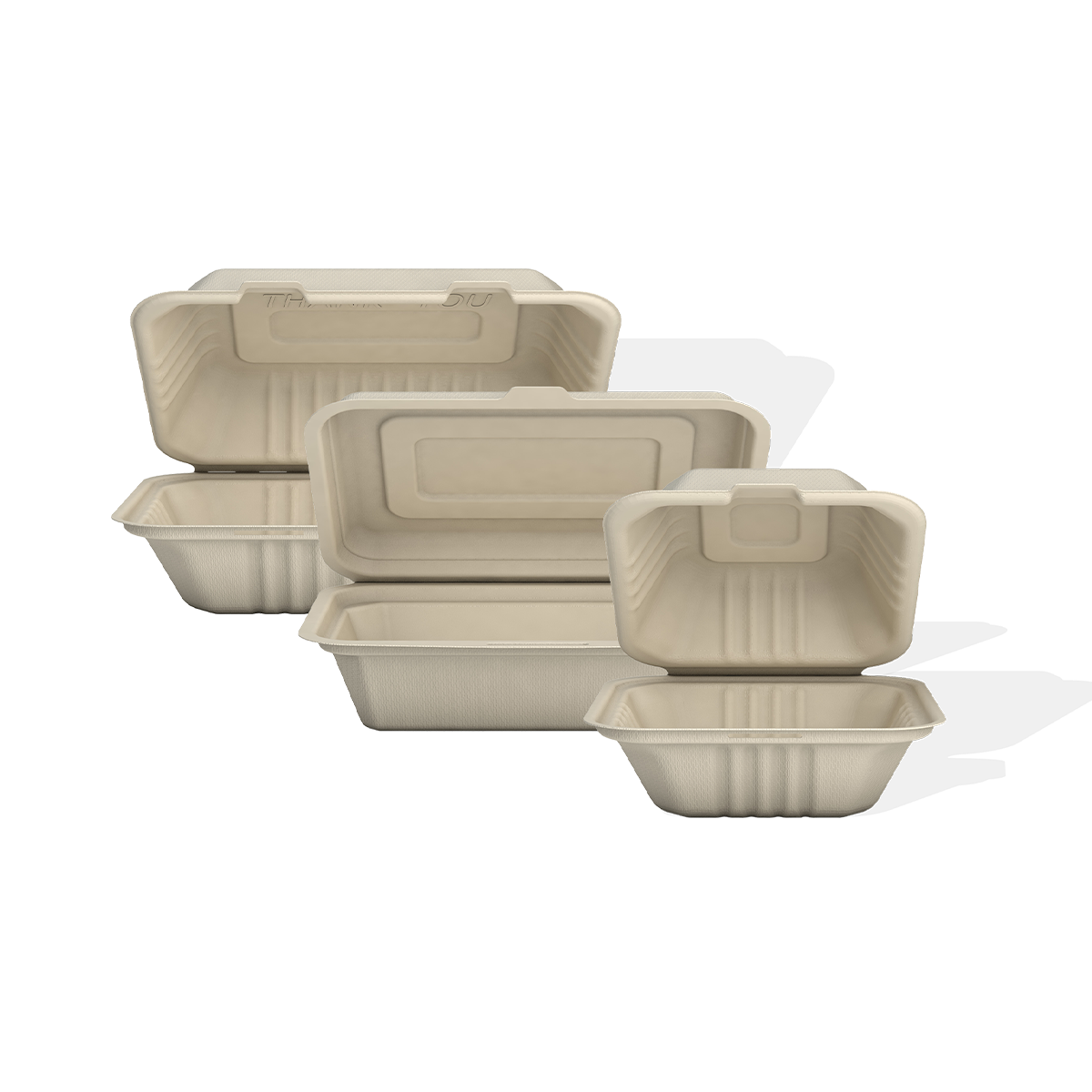 6x6" Bagasse Clamshell 4x125