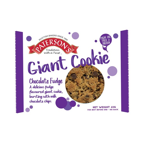 Patersons Giant Cookies Individually Wrapped - Chocolate Fudge - 60g (Box of 18)