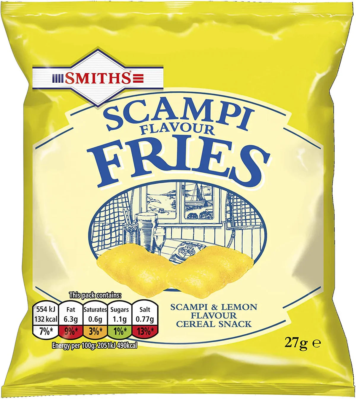 Smiths Scampi Fries Pub Card (Scampi & Lemon Snacks) - 24 x 27g