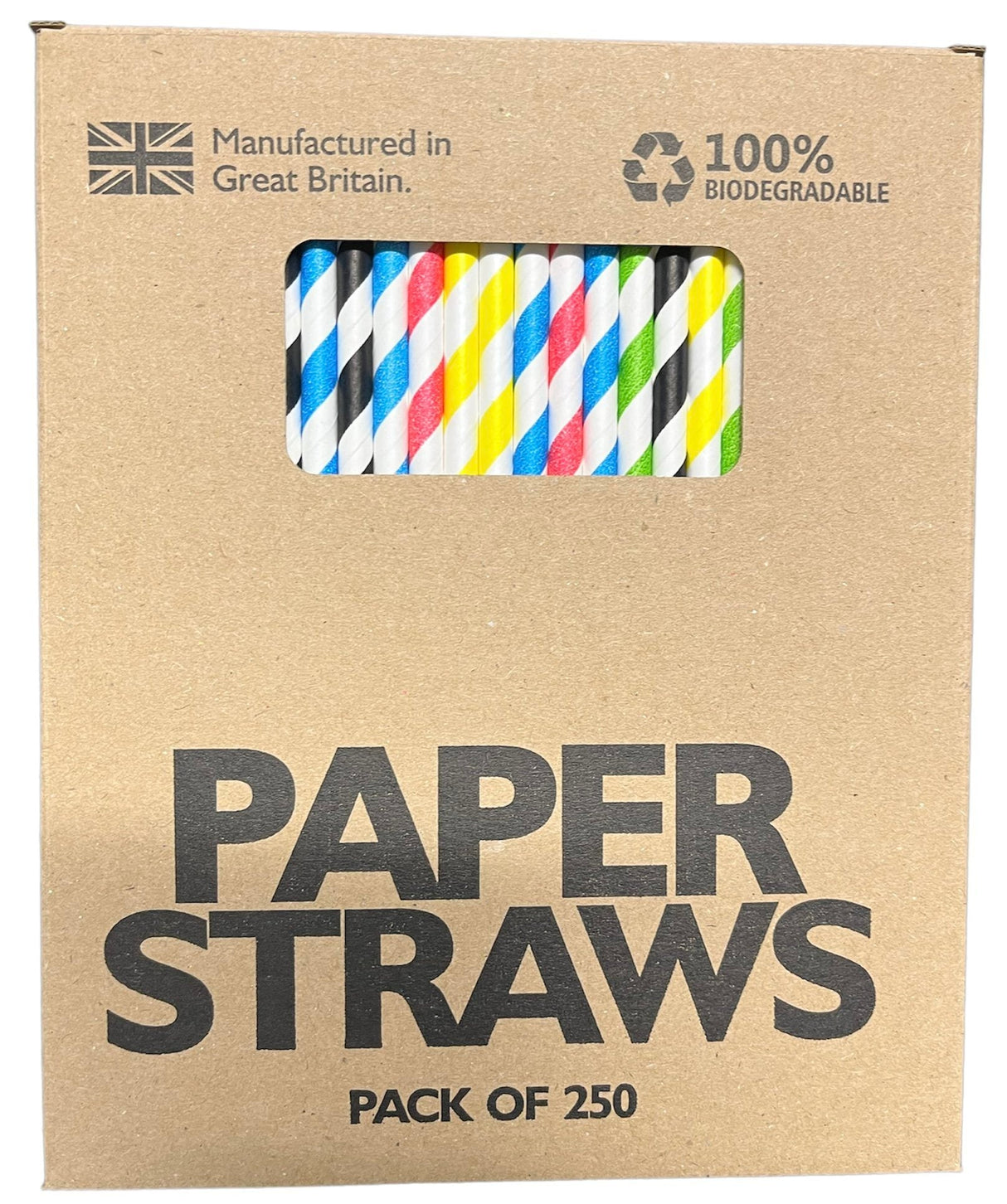Multi Colour Paper Straws 250 Pack 200mm x 6mm