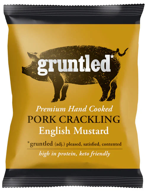 Gruntled English Mustard Pork Crackling 20 x 35g - Salty Dog