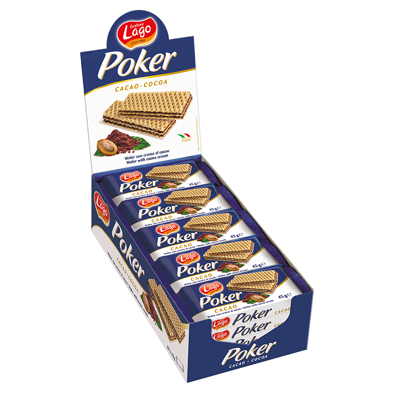 Lago Poker Cocoa Cream Wafers 20 x 45g